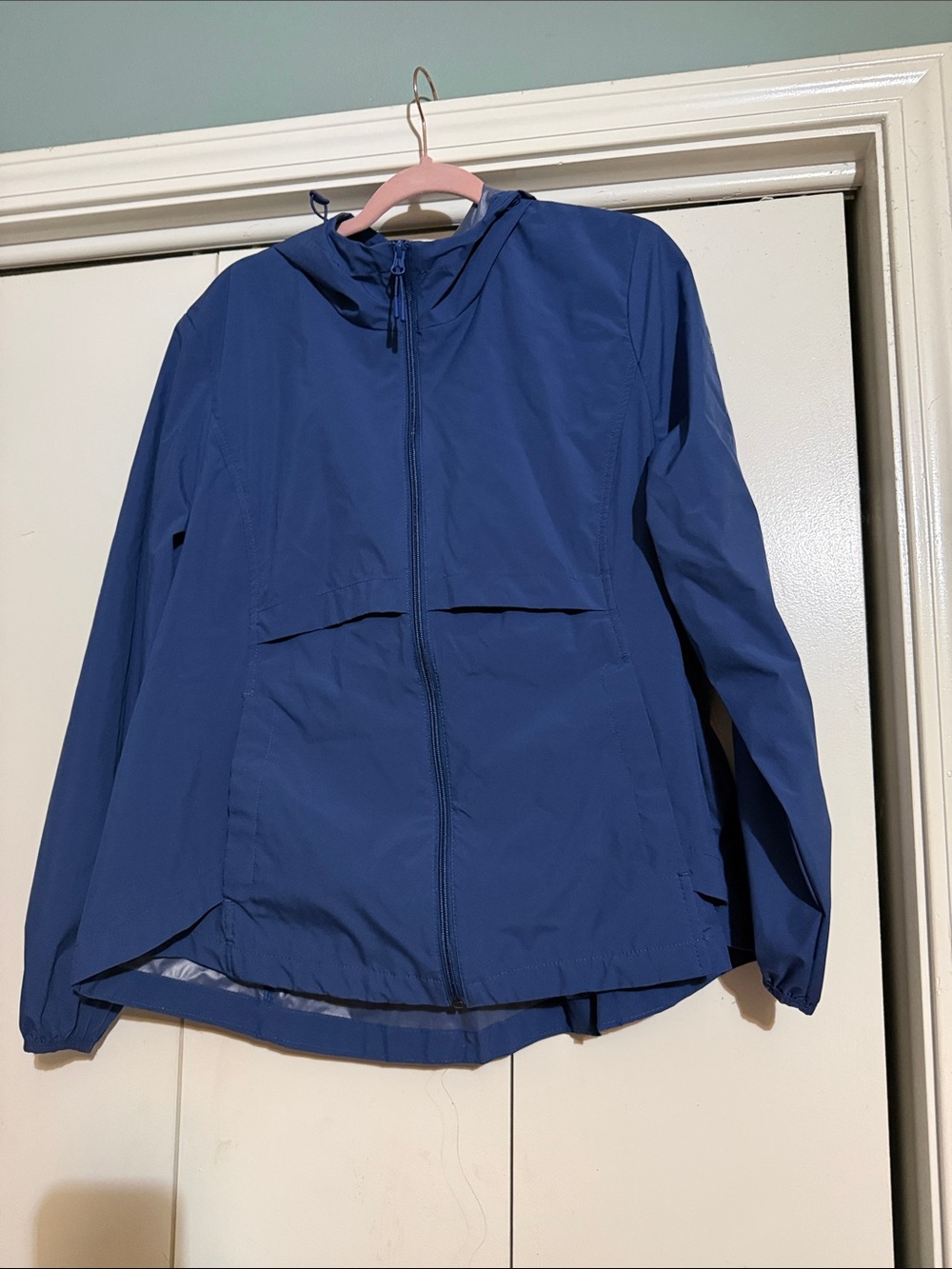 Women's Lightweight Blue Hooded Rain Jacket